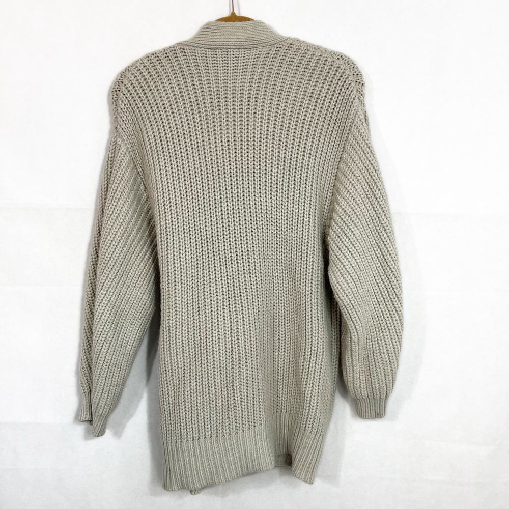 X Zara Gray Chunky Knit Tie Front Oversized Cardigan Sweater Blogger Favorite - Picture 4 of 7